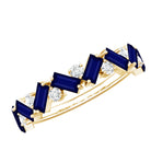 Certified Real Baguette Blue Sapphire Half Eternity Ring with Diamond AAA - Rosec Jewels