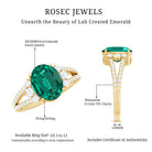 Certified 8X10 mm Oval Lab Grown Emerald Split Shank Engagement Ring AAAA - Rosec Jewels