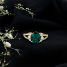 Certified 3 Carat Oval Lab Grown Emerald Split Shank Engagement Ring AAAA - Rosec Jewels