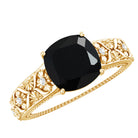 Genuine 2 Carat Black Spinel Vintage Engagement Ring with Diamond AAA - Rosec Jewels