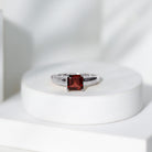 Rosec Jewels-Real 8mm Garnet Asscher Cut Engagement Ring with Certificate