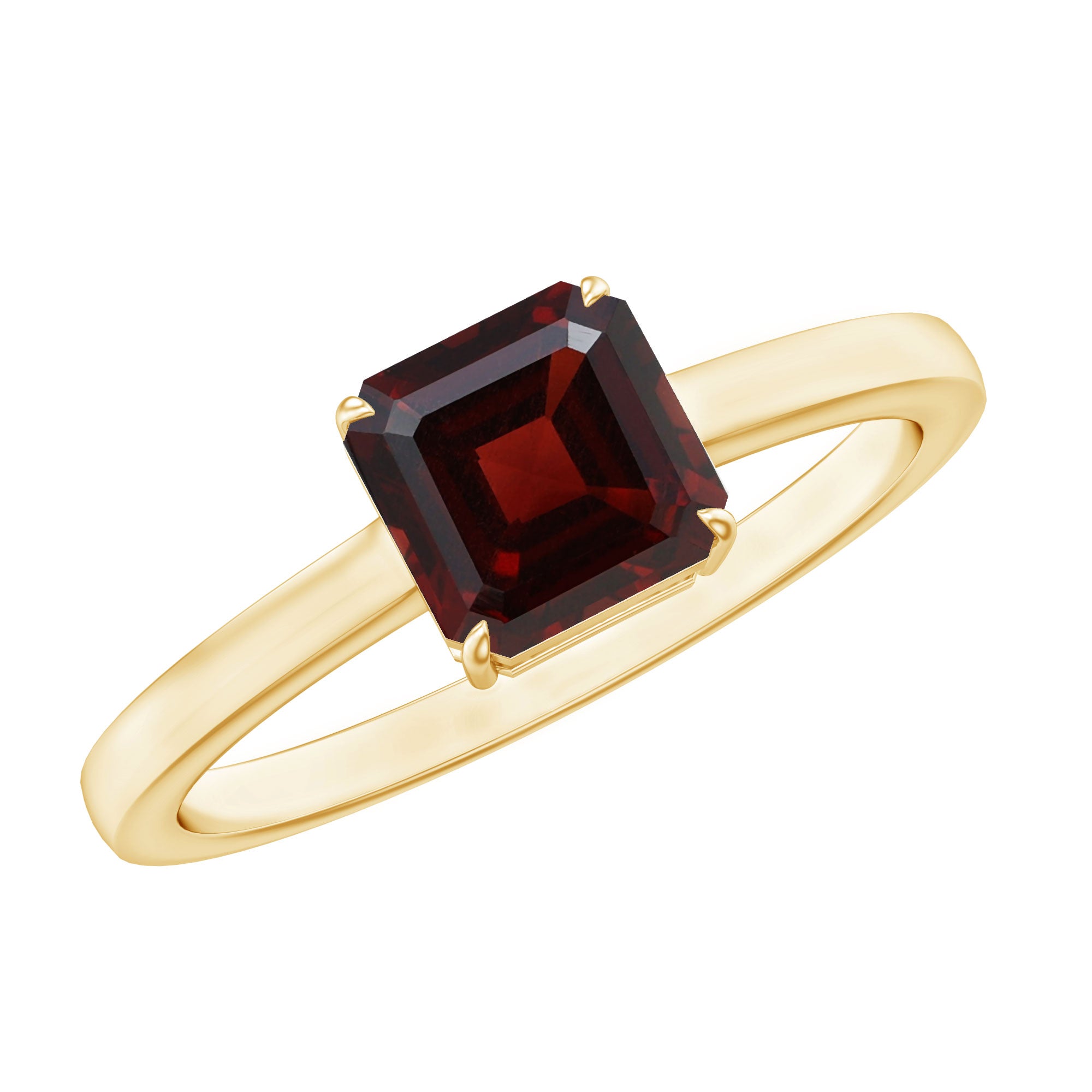Rosec Jewels-Real 8mm Garnet Asscher Cut Engagement Ring with Certificate