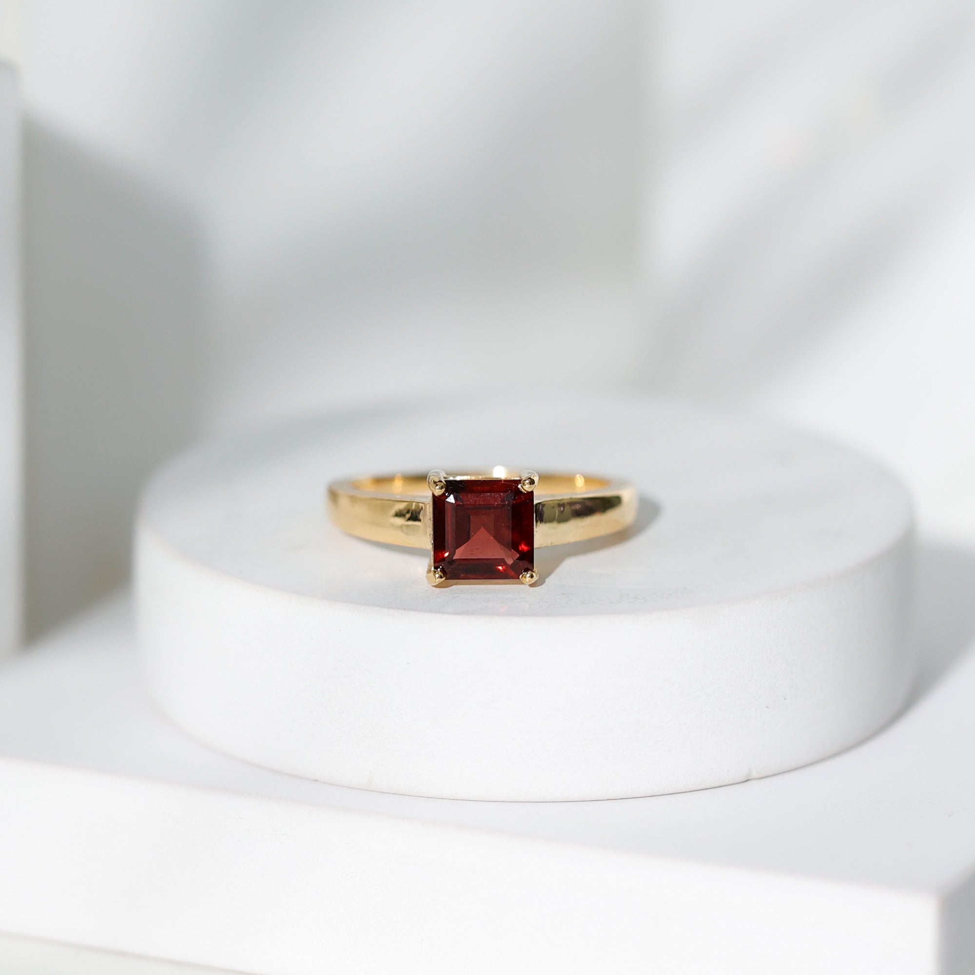 Rosec Jewels-Real 8mm Garnet Asscher Cut Engagement Ring with Certificate