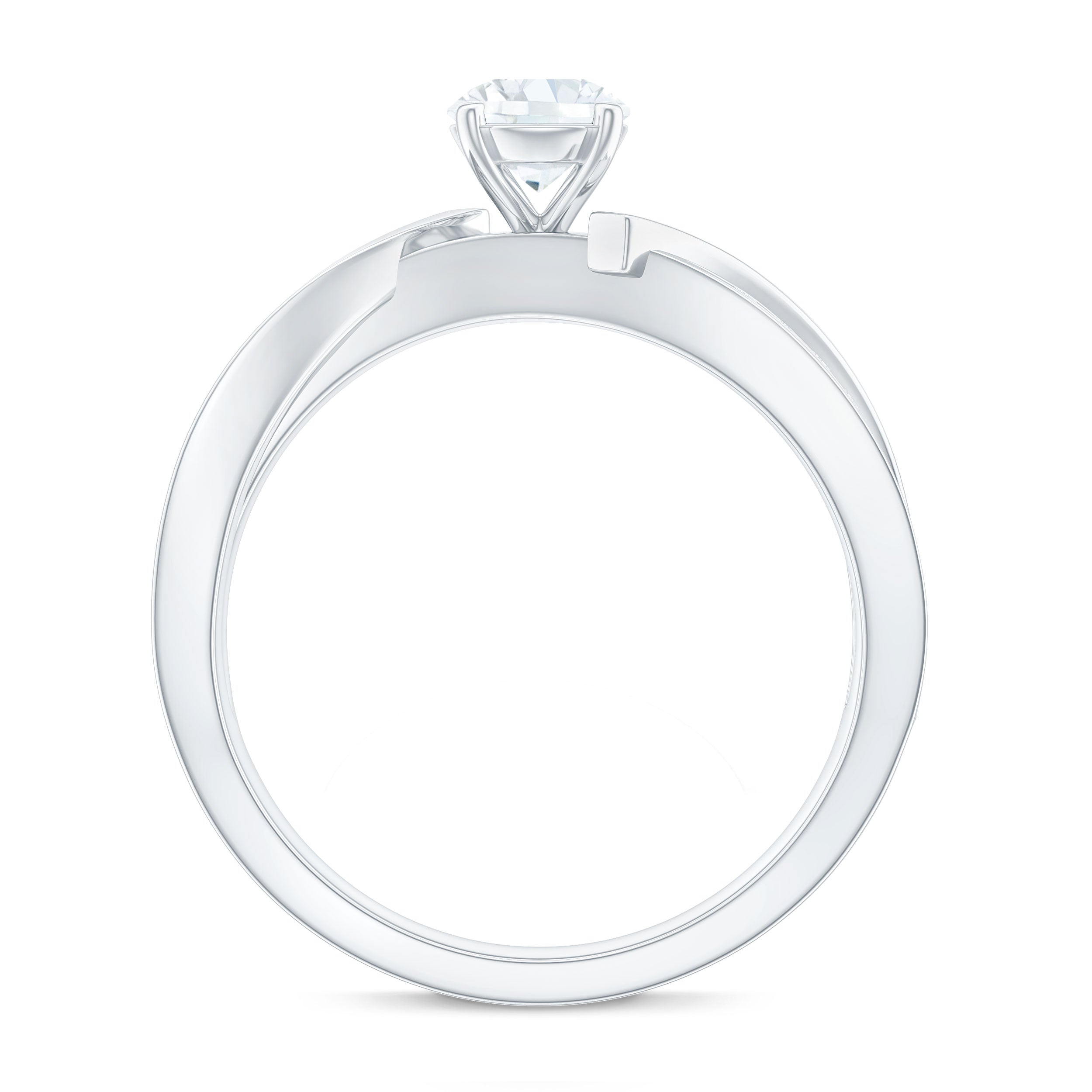Rosec Jewels-Zircon Solitaire Infinity Engagement Ring with Side Stones
