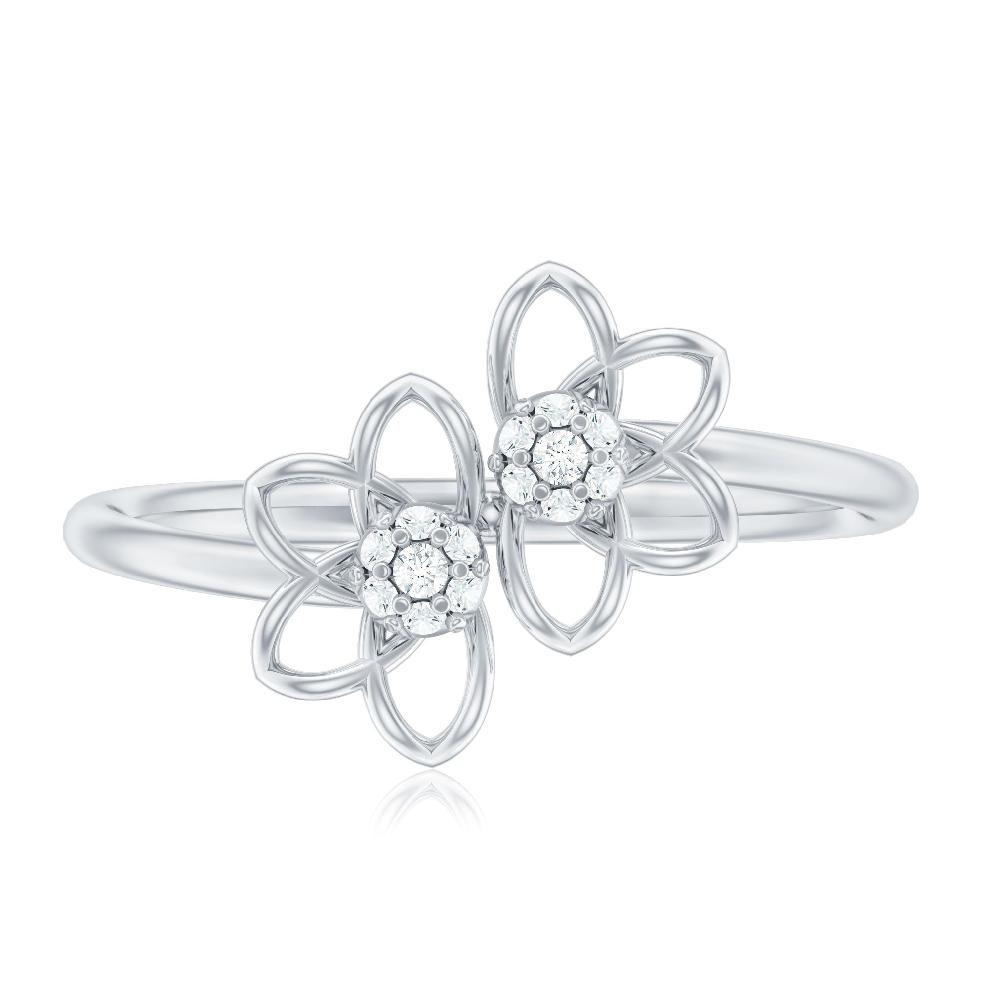 Rosec Jewels-Brilliant Cut Diamond Flower Promise Ring