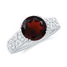Vintage Looking Garnet Diamond Engagement Ring AAA - Rosec Jewels