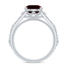 Vintage Looking Garnet Diamond Engagement Ring AAA - Rosec Jewels