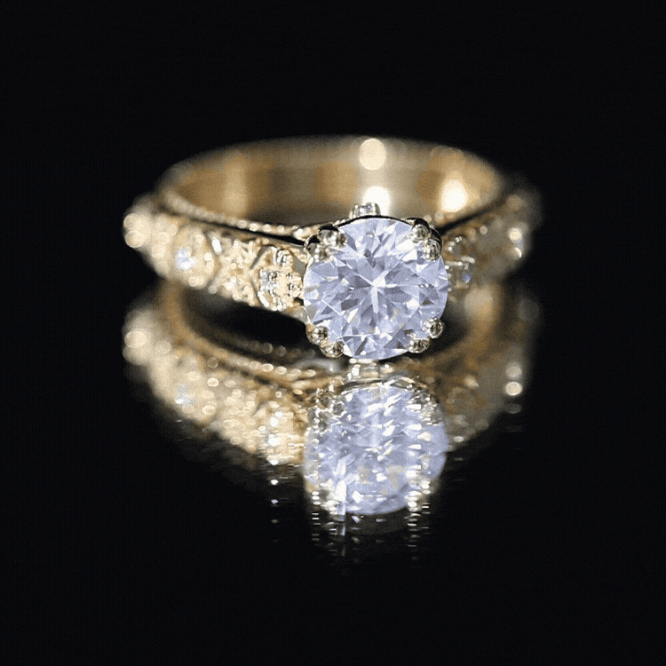2 Carat Moissanite Double Prong Vintage Engagement Ring D-VS1 - Rosec Jewels