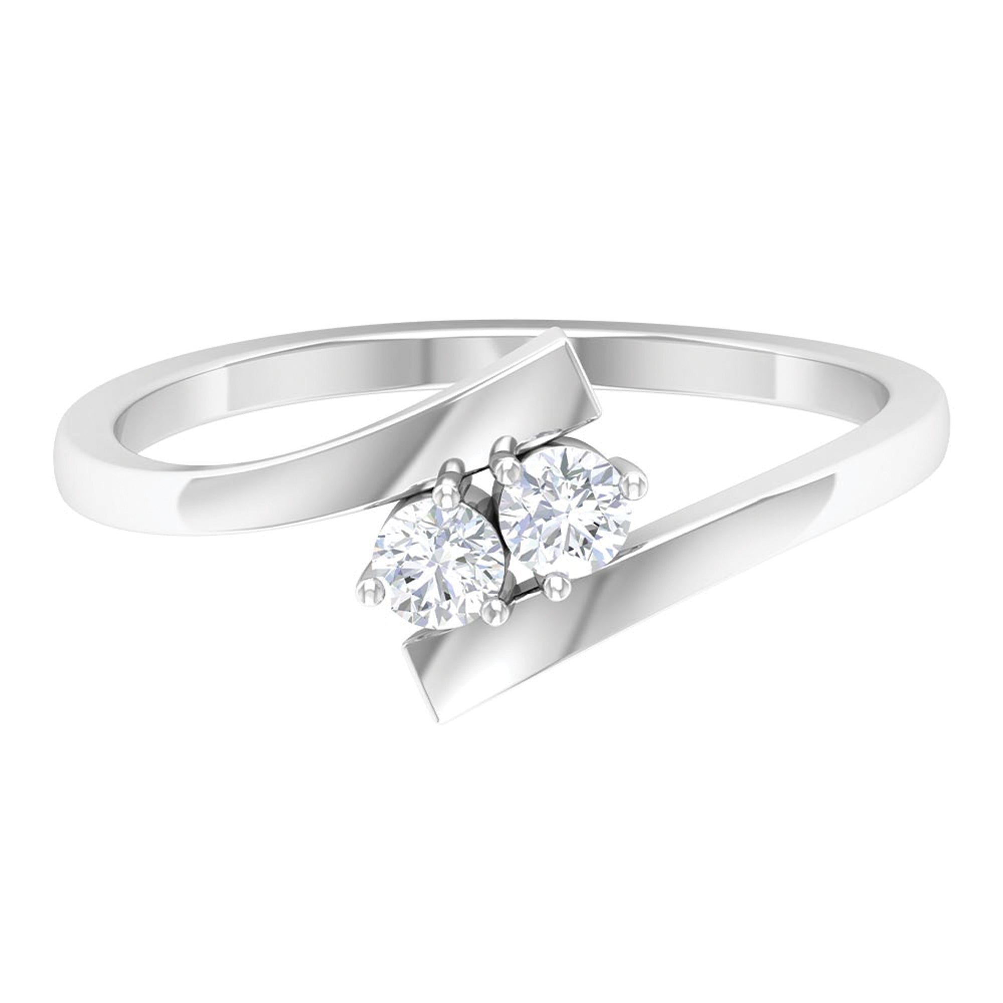 Two Stone Diamond Bypass Promise Ring Diamond - ( HI-SI ) - Color and Clarity - Rosec Jewels