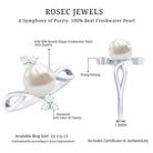 Rosec Jewels-Cultured 7.48 Carat White Pearl Bypass Engagement Ring with Diamond