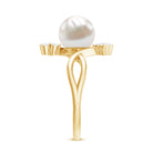 Rosec Jewels-Cultured 7.48 Carat White Pearl Bypass Engagement Ring with Diamond
