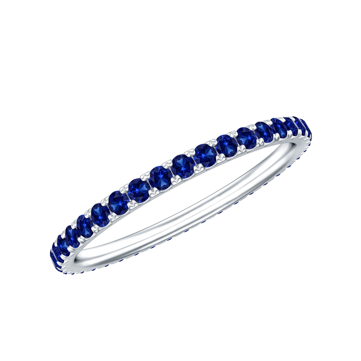 Certified Lab Grown Blue Sapphire Eternity Ring for Women AAAA - Rosec Jewels