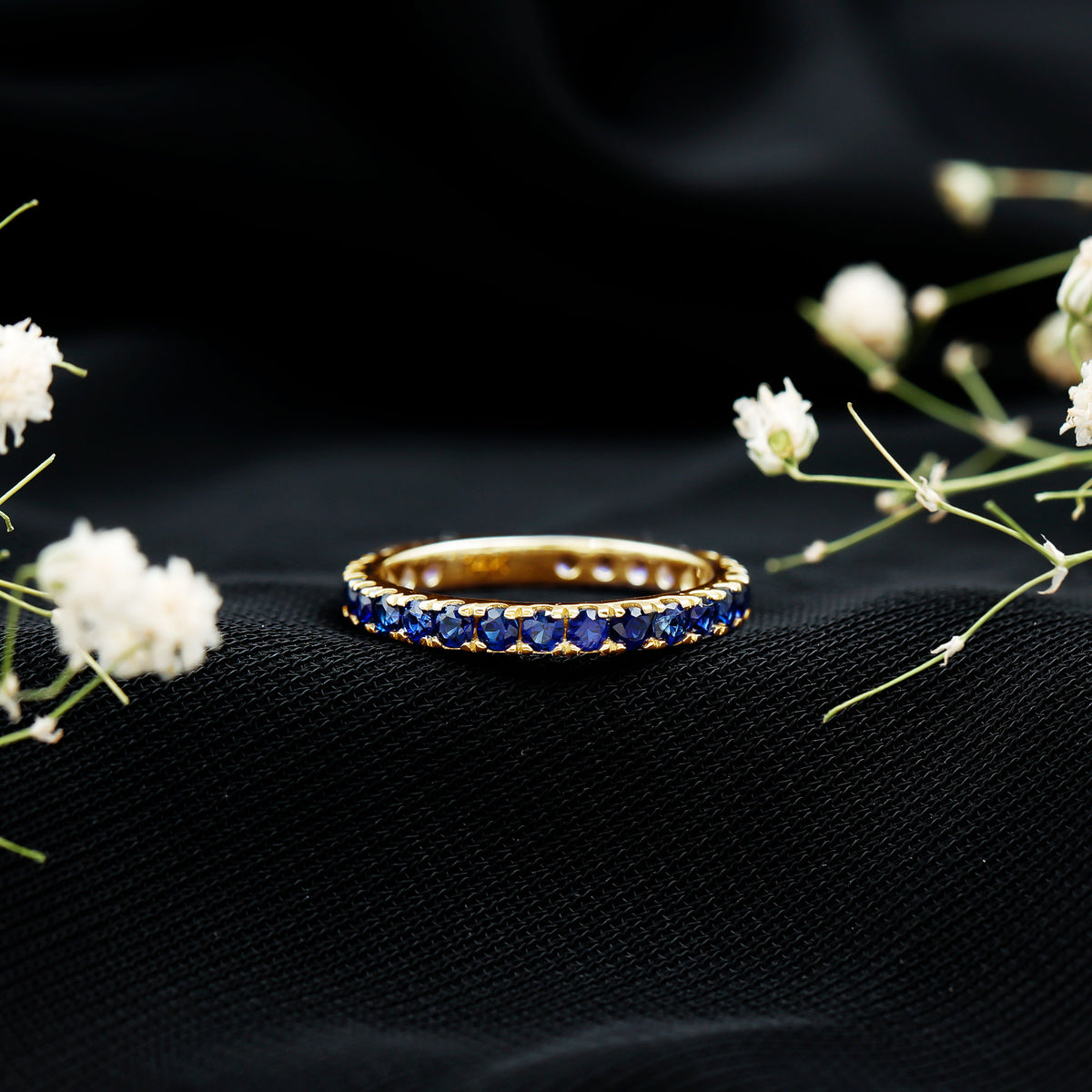 Certified Lab Grown Blue Sapphire Eternity Ring for Women AAAA - Rosec Jewels