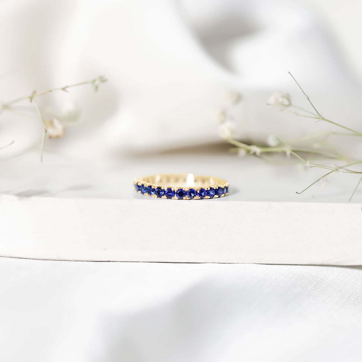 Certified Lab Grown Blue Sapphire Eternity Ring for Women AAAA - Rosec Jewels