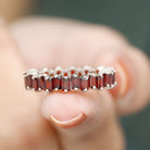 Uneven Baguette Cut Garnet Eternity Ring in 2 Prong Setting Garnet - ( AAA ) - Quality - Rosec Jewels