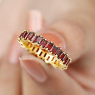 Uneven Baguette Cut Garnet Eternity Ring in 2 Prong Setting Garnet - ( AAA ) - Quality - Rosec Jewels