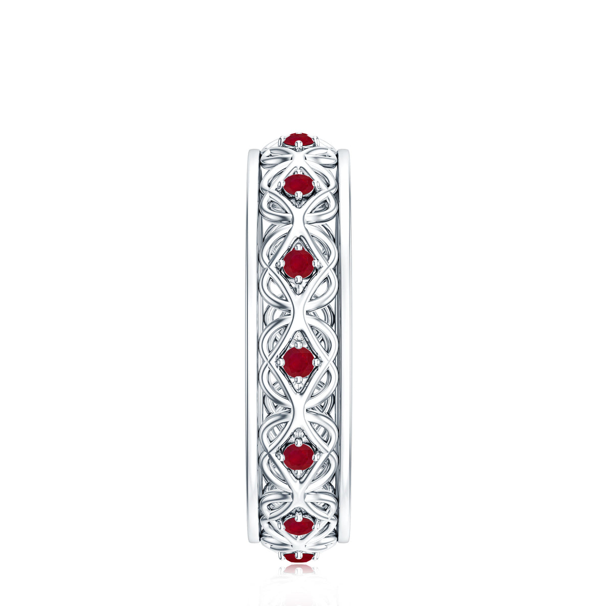 Natural Ruby Celtic Knot Wedding Band for Women AAA - Rosec Jewels