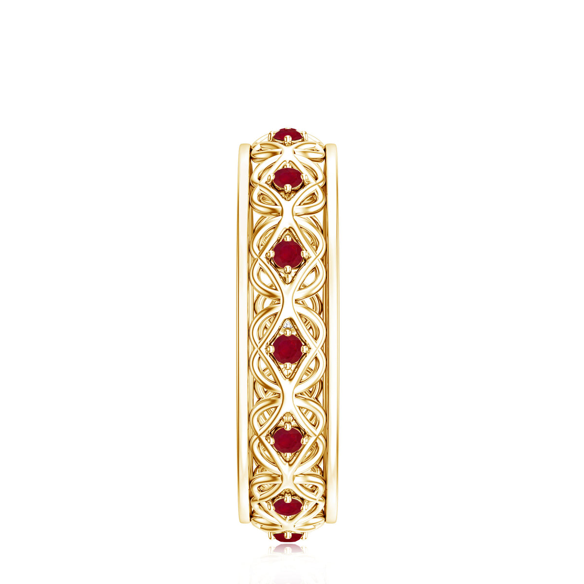 Natural Ruby Celtic Knot Wedding Band for Women AAA - Rosec Jewels