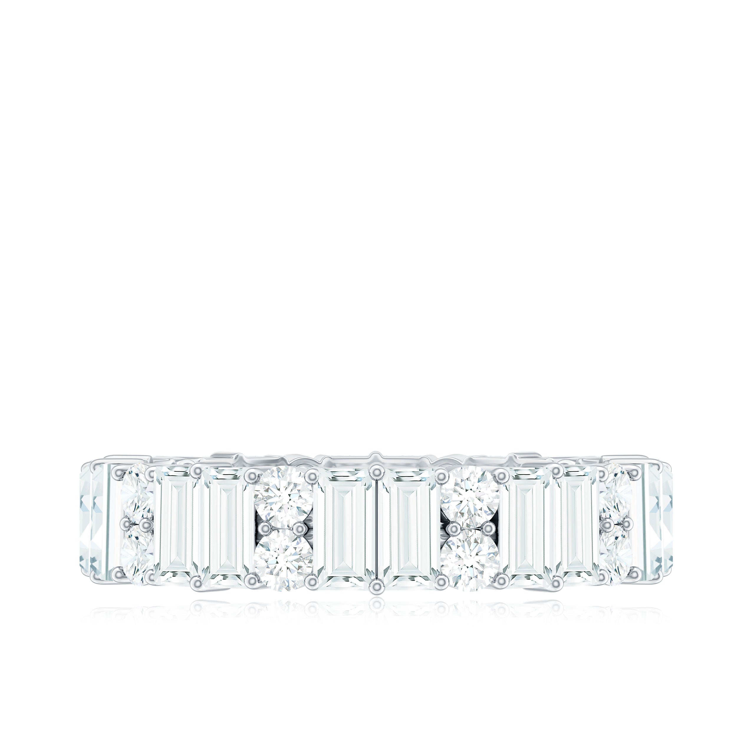 Round and Baguette Cut Moissanite Eternity Wedding Band D-VS1 - Rosec Jewels
