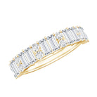 Baguette and Round Moissanite Half Eternity Band Ring D-VS1 - Rosec Jewels