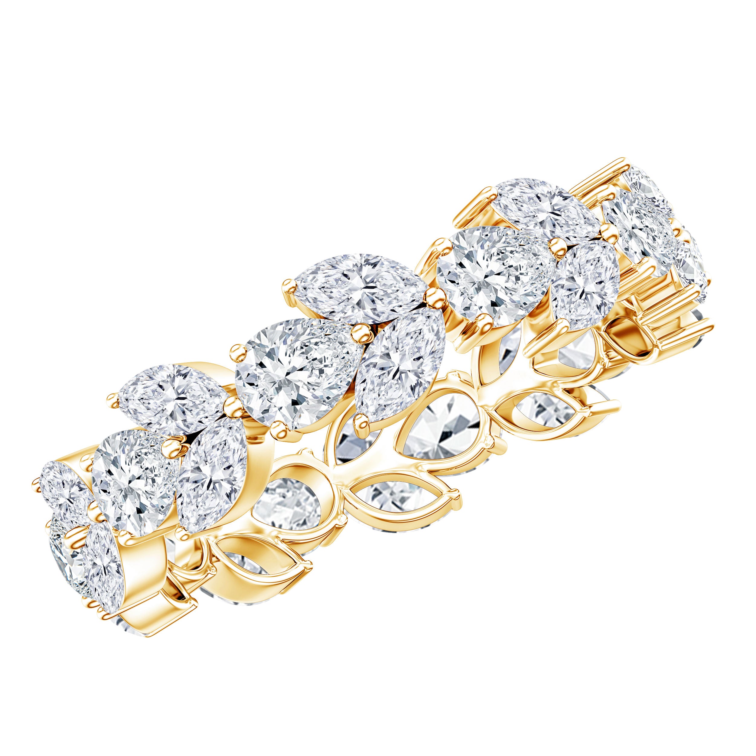 Certified Moissanite Leaf Eternity Band Ring for Women D-VS1 - Rosec Jewels