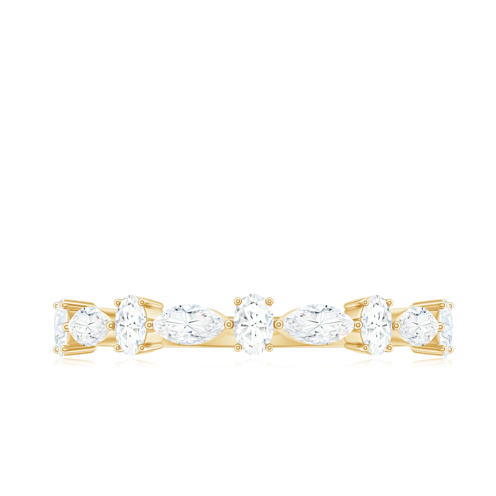Marquise and Oval Shape Moissanite Half Eternity Ring D-VS1 - Rosec Jewels