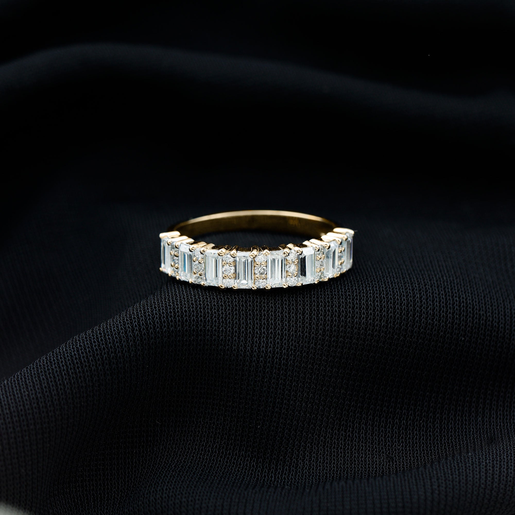 Certified Baguette Moissanite Half Eternity Band Ring for Women D-VS1 - Rosec Jewels