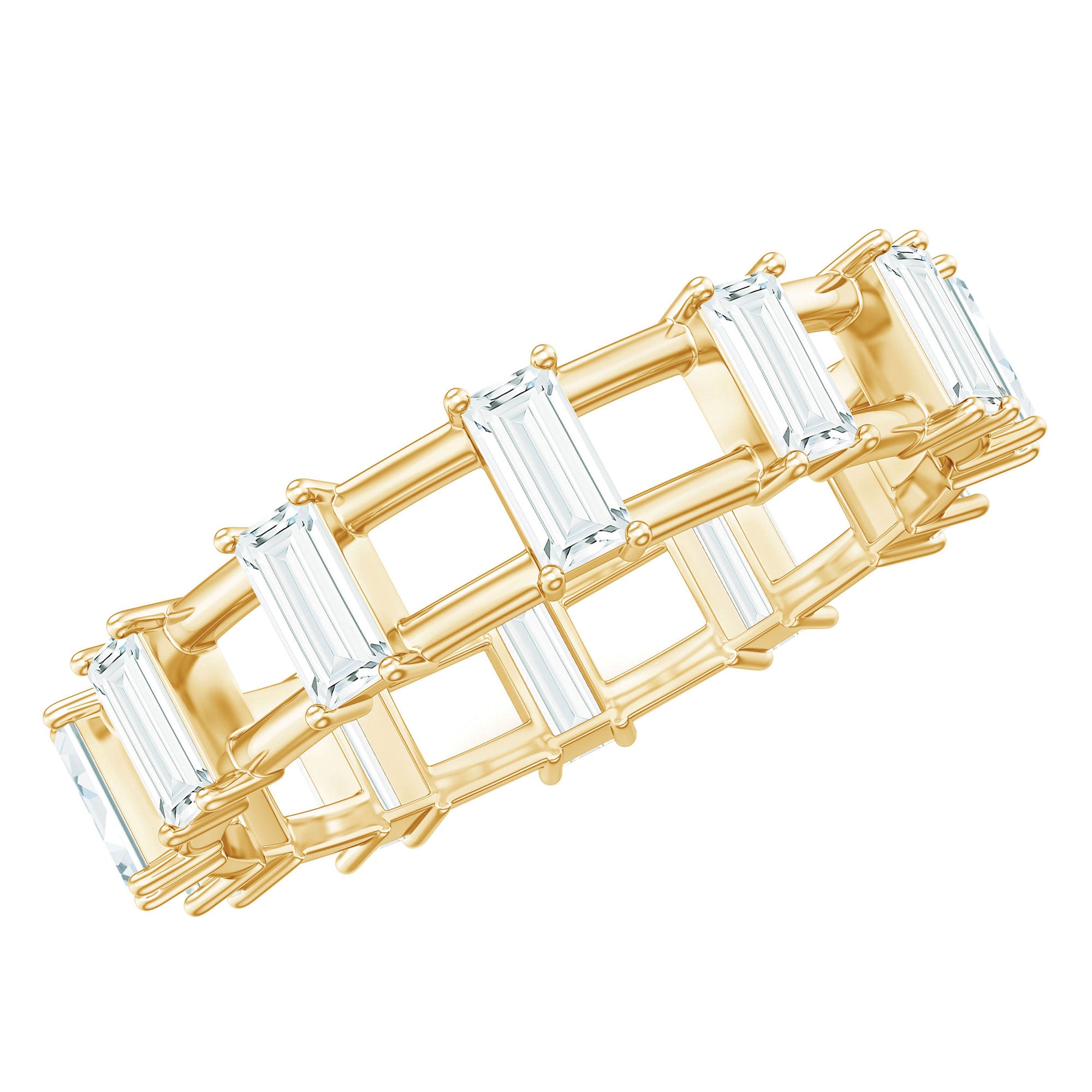 Moissanite Baguette Wedding Band with Certificate D-VS1 - Rosec Jewels