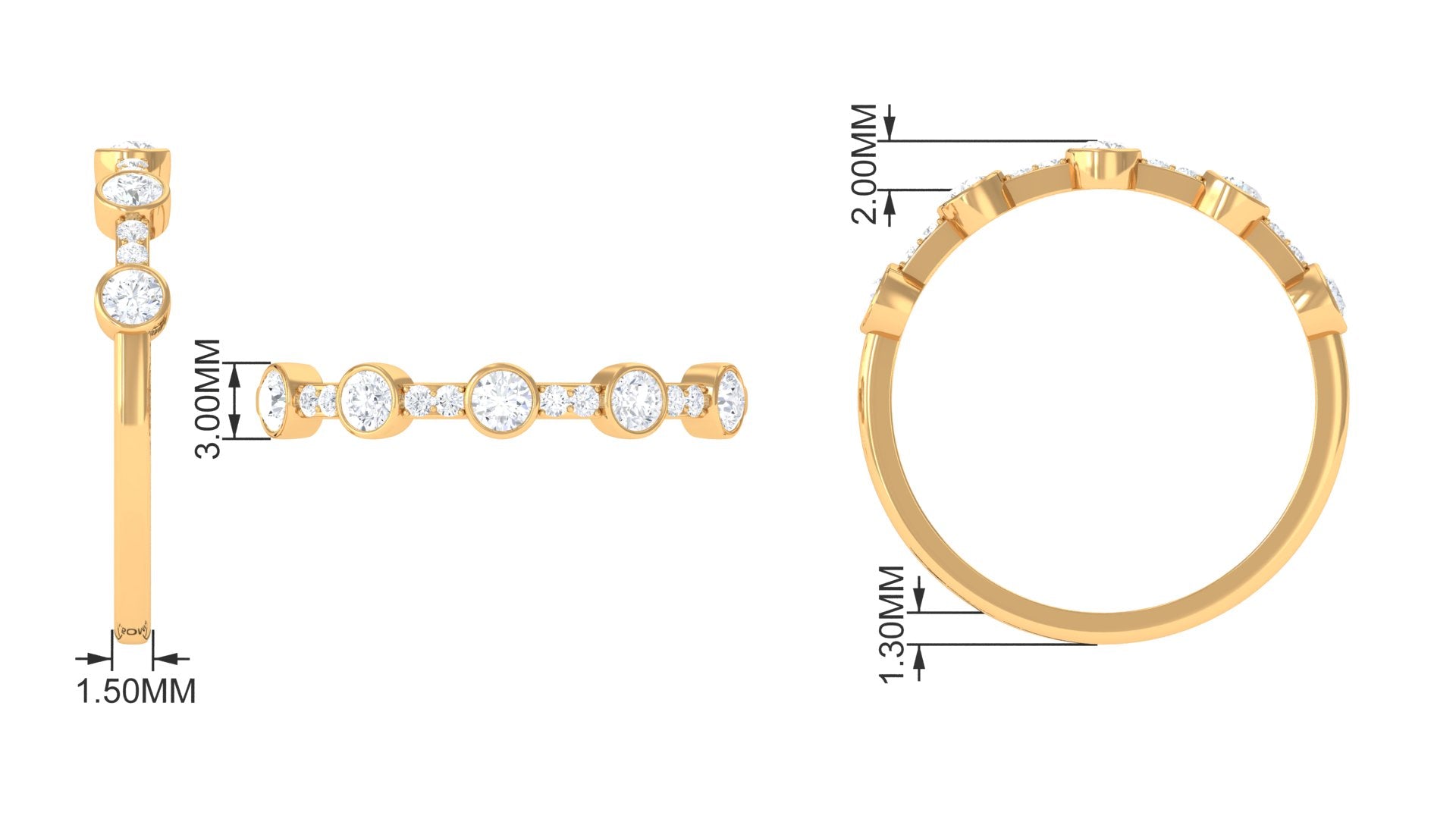 Natural Diamond Half Eternity Ring in Bezel Setting Natural - ( HI-SI ) - Rosec Jewels