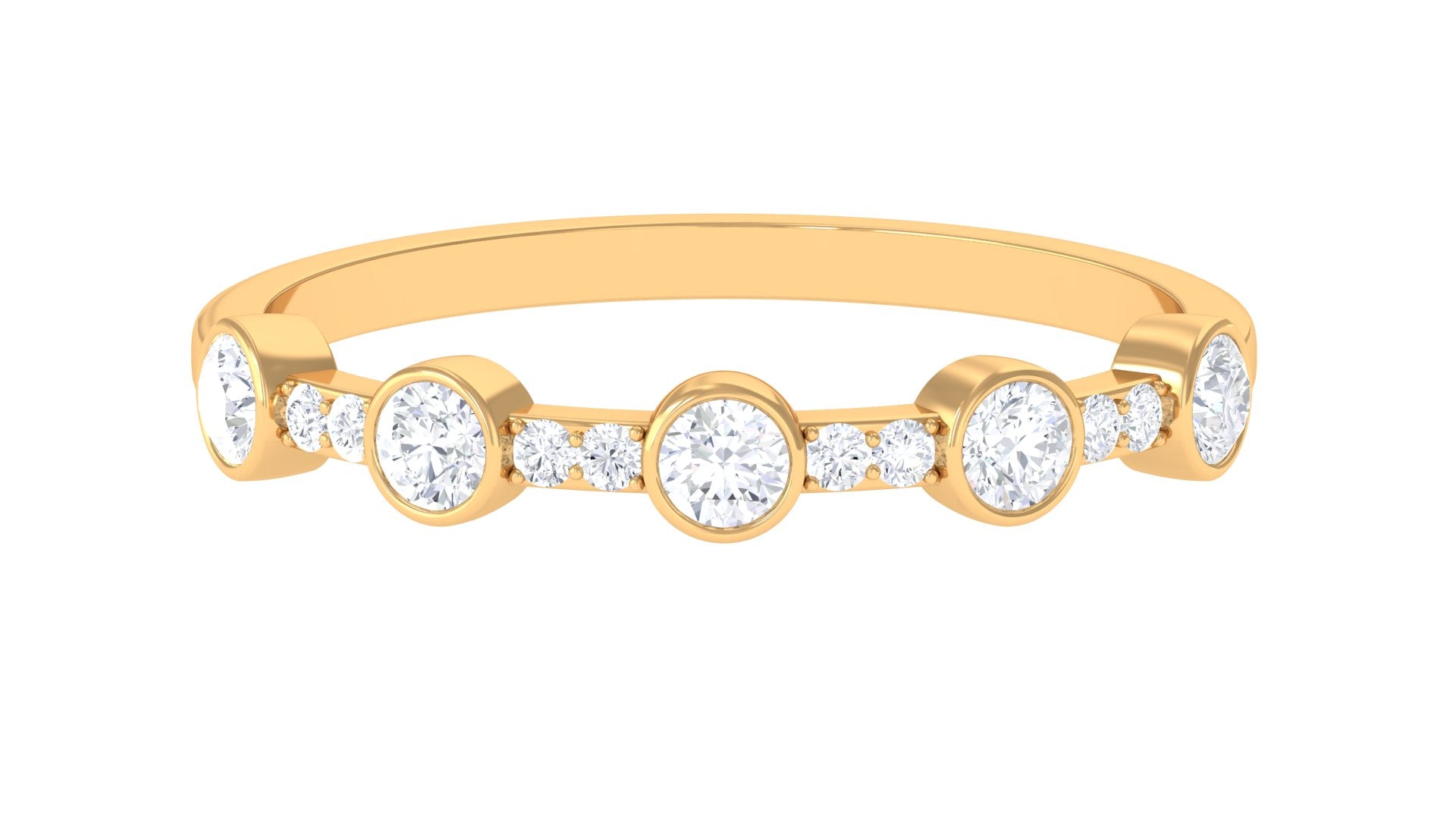 Natural Diamond Half Eternity Ring in Bezel Setting Natural - ( HI-SI ) - Rosec Jewels