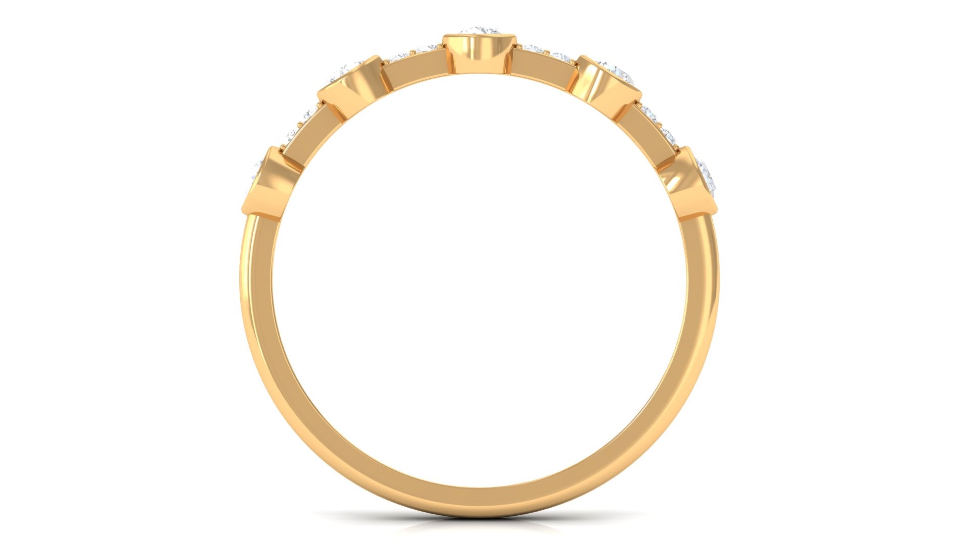 Natural Diamond Half Eternity Ring in Bezel Setting Natural - ( HI-SI ) - Rosec Jewels