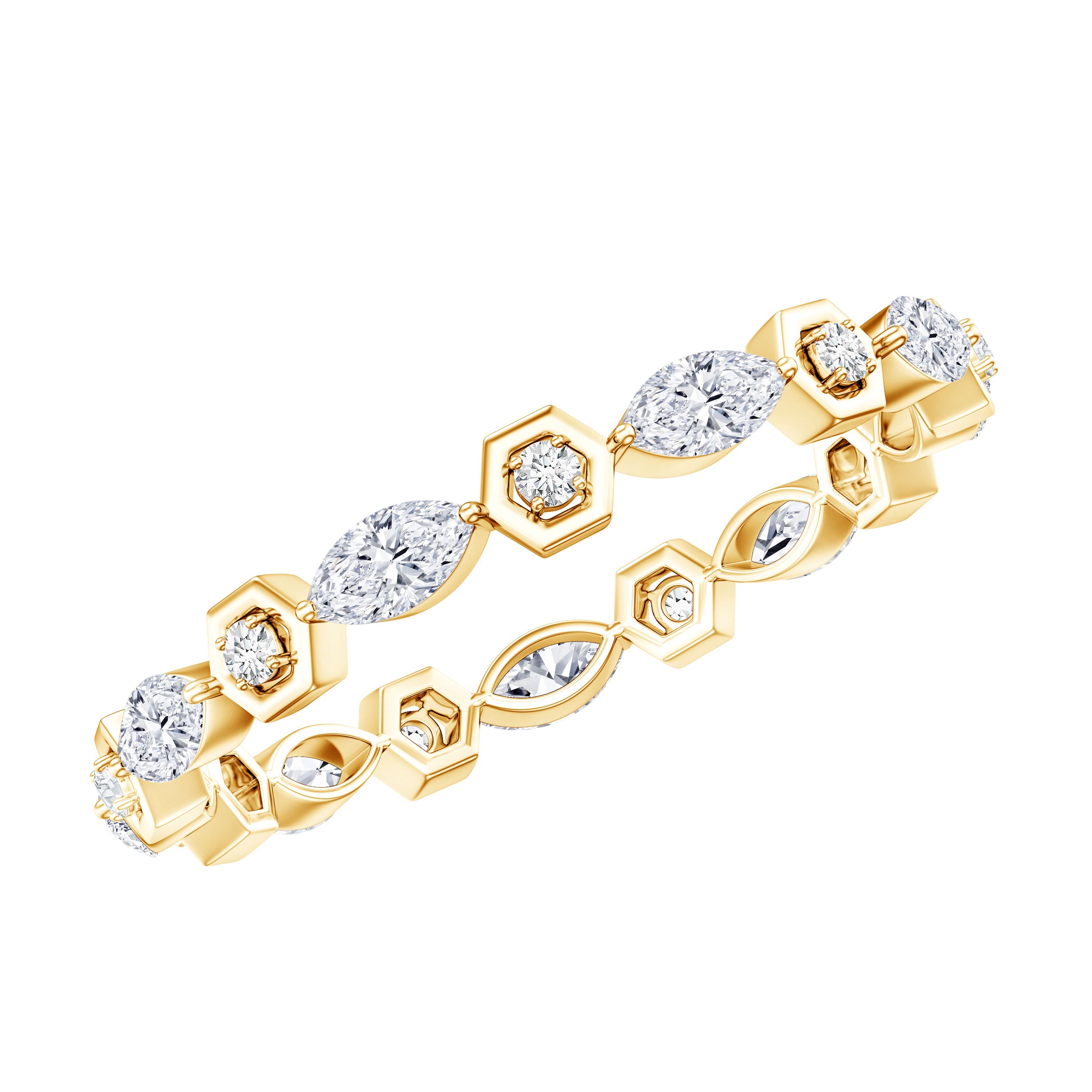 Certified Moissanite Contemporary Eternity Ring D-VS1 - Rosec Jewels