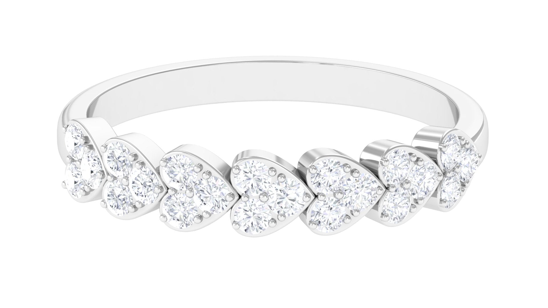 Certified Natural Diamond Heart Eternity Ring in East West Style Natural - ( HI-SI ) - Rosec Jewels