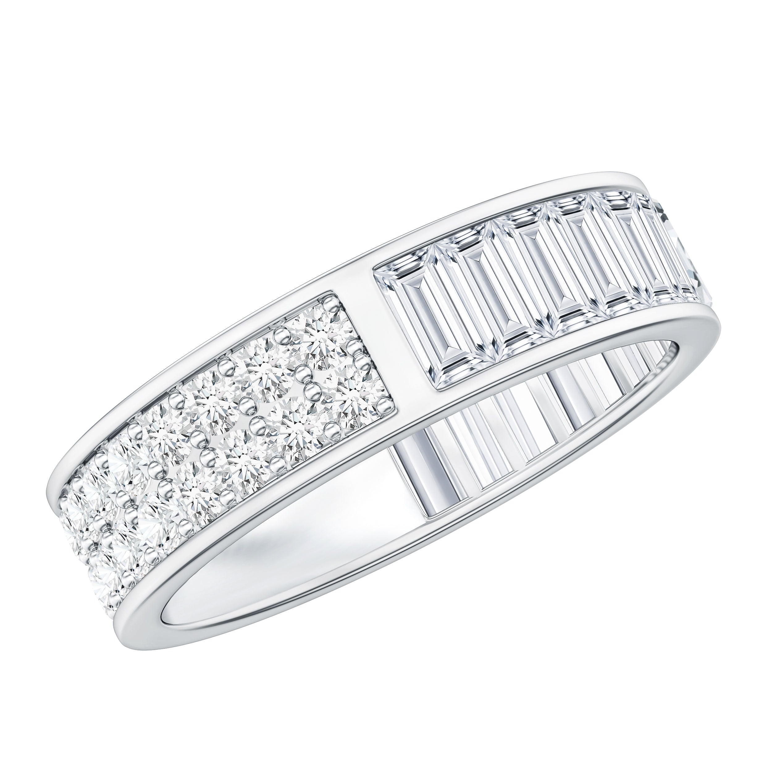 Certified Moissanite Wide Eternity Wedding Band D-VS1 - Rosec Jewels