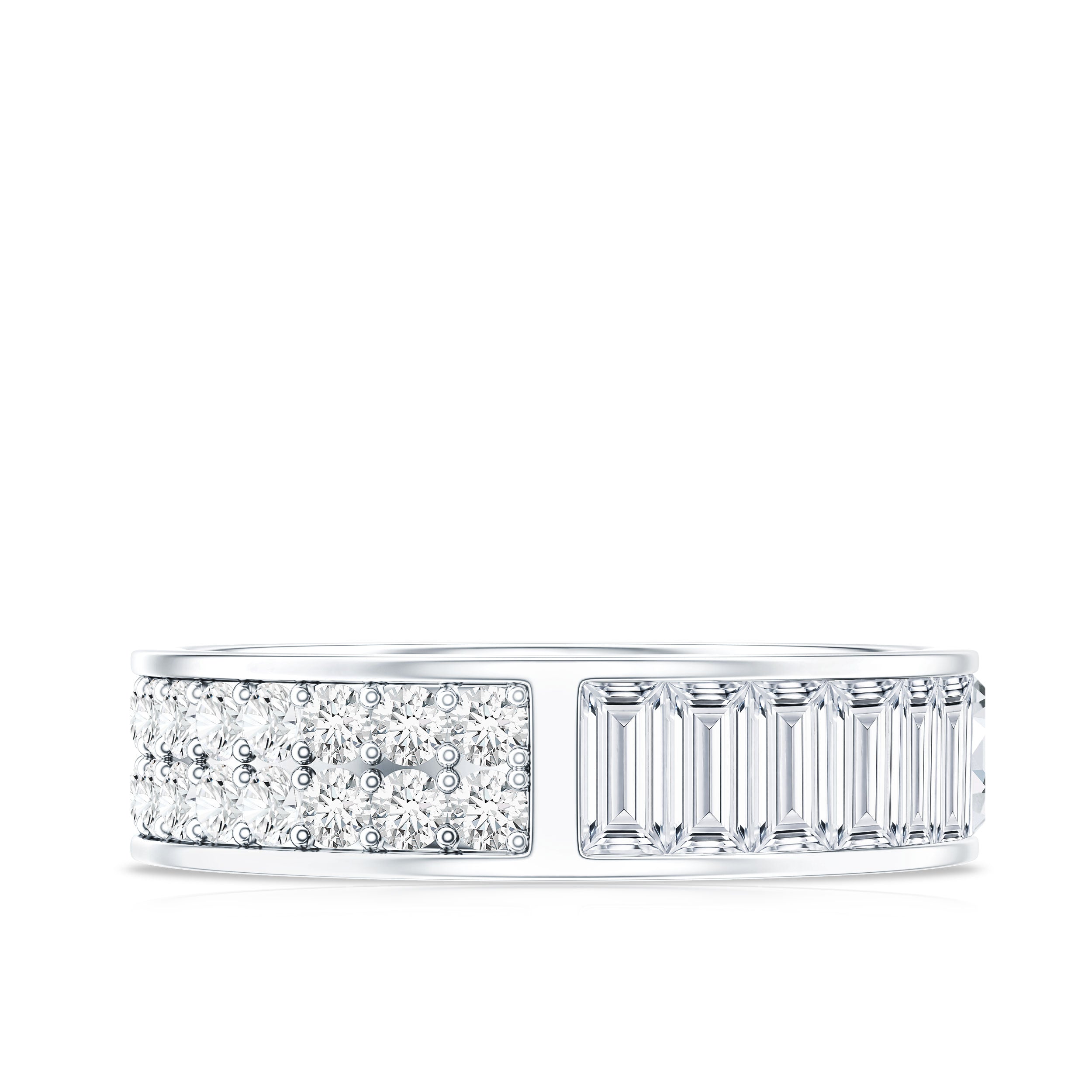 Certified Moissanite Wide Eternity Wedding Band D-VS1 - Rosec Jewels