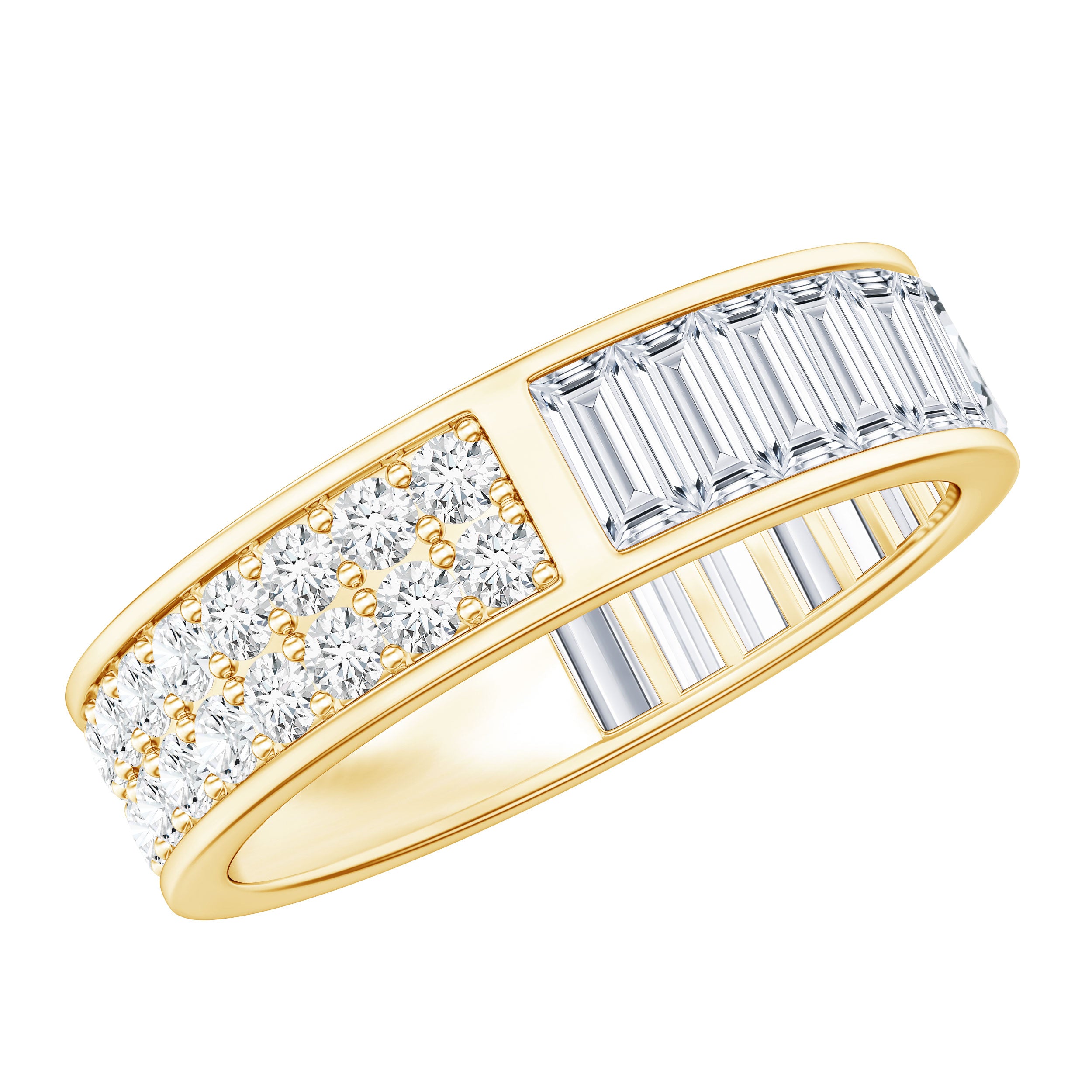 Certified Moissanite Wide Eternity Wedding Band D-VS1 - Rosec Jewels