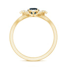 Flower Inspired London Blue Topaz and Diamond Engagement Ring AAA - Rosec Jewels