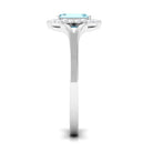 Emerald Cut Aquamarine Engagement Ring with Diamond Floral Halo AAA - Rosec Jewels