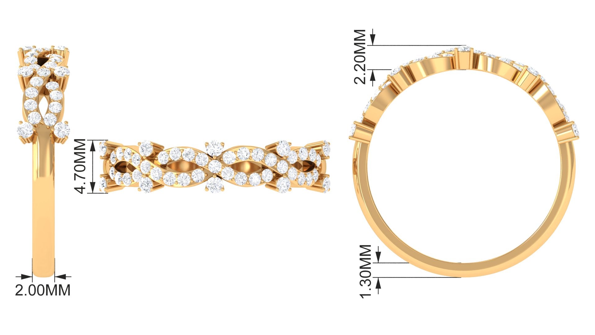 Designer Natural Diamond Infinity Half Eternity Ring Natural - ( HI-SI ) - Rosec Jewels