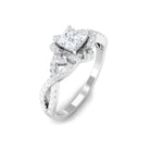 Natural Princess Cut Diamond Flower Engagement Ring with Crossover Shank Natural - ( HI-SI ) - Rosec Jewels