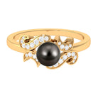 Rosec Jewels-Designer Tahitian Pearl Engagement Ring with Diamond