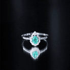 Pear Shaped Emerald Nature Engagement Ring with Diamond AAA - Rosec Jewels