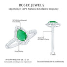 Pear Shaped Emerald Nature Engagement Ring with Diamond AAA - Rosec Jewels