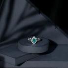 Pear Shaped Emerald Nature Engagement Ring with Diamond AAA - Rosec Jewels