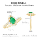 Pear Shaped Emerald Nature Engagement Ring with Diamond AAA - Rosec Jewels