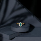Pear Shaped Emerald Nature Engagement Ring with Diamond AAA - Rosec Jewels