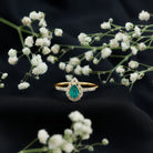 Pear Shaped Emerald Nature Engagement Ring with Diamond AAA - Rosec Jewels