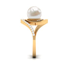 Rosec Jewels-Natural 7.4 carat Freshwater Pearl Engagement Ring with Diamond Bypass Shank