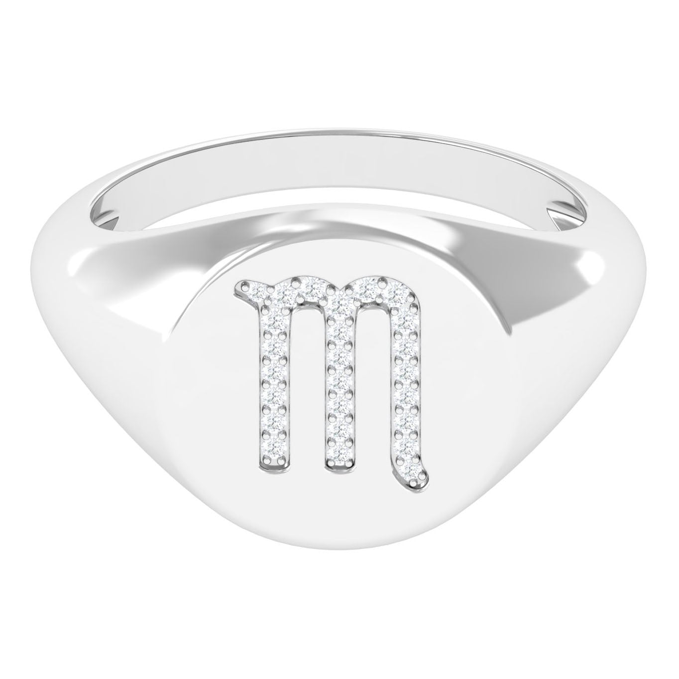 Cubic Zirconia Unisex Scorpio Zodiac Signet Ring Zircon - ( AAAA ) - Quality - Rosec Jewels