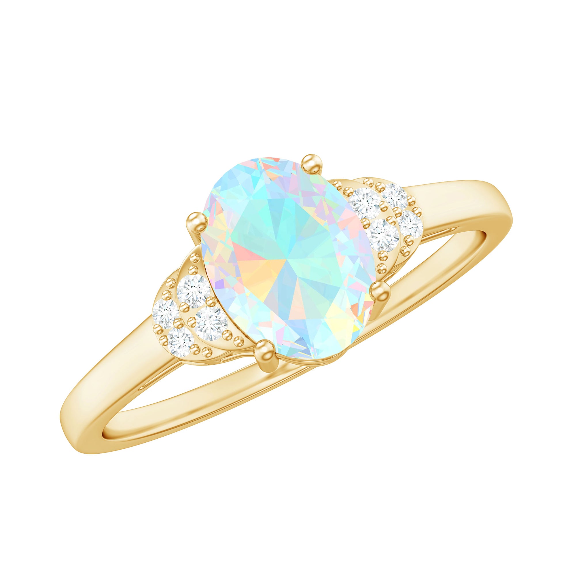 1.25 CT Oval Cut Ethiopian Opal Engagement Ring with Moissanite Collar Ethiopian Opal - ( AAA ) - Quality - Rosec Jewels